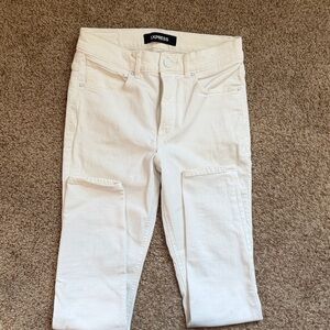 Express stretch denim perfect high rise legging jean, white, 6s